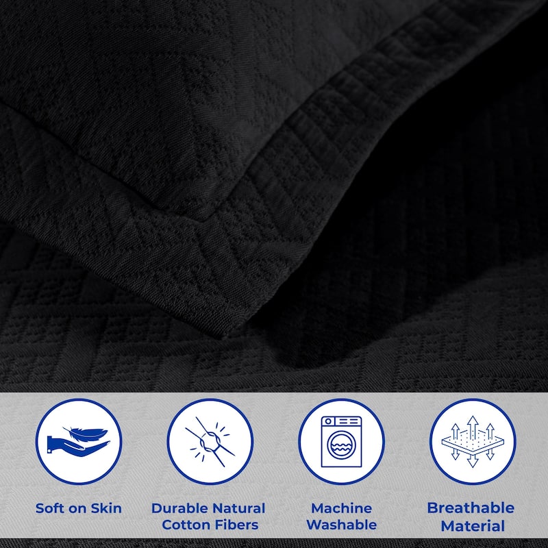 Superior Basketweave Cotton Decorative Bedspread Set