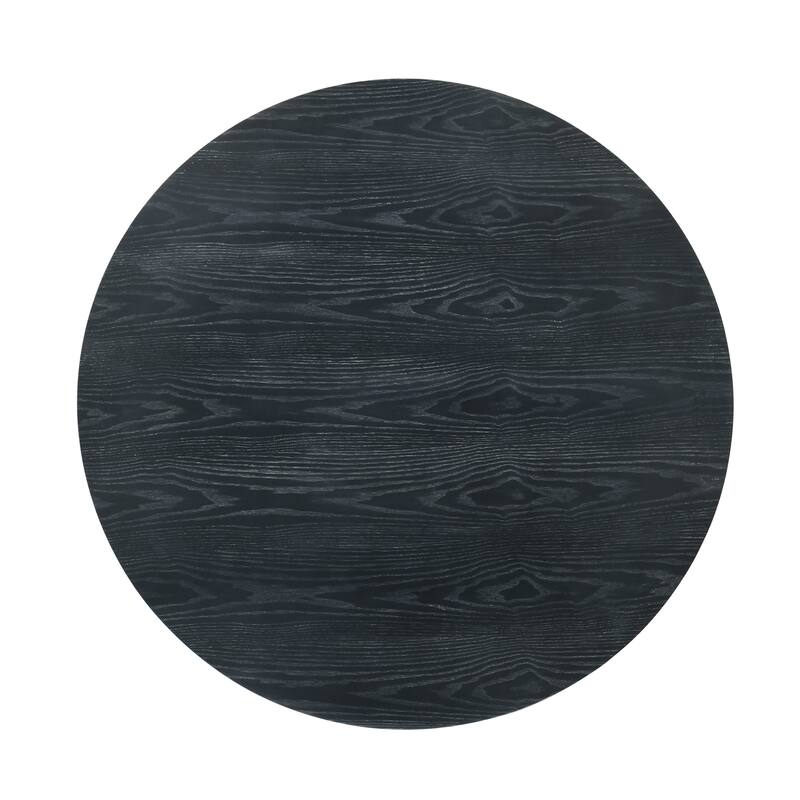 Roomfitters Round Dining Table with Pedestal Base, Rustic Wood Kitchen Table for Small Spaces and Dining Rooms, Black