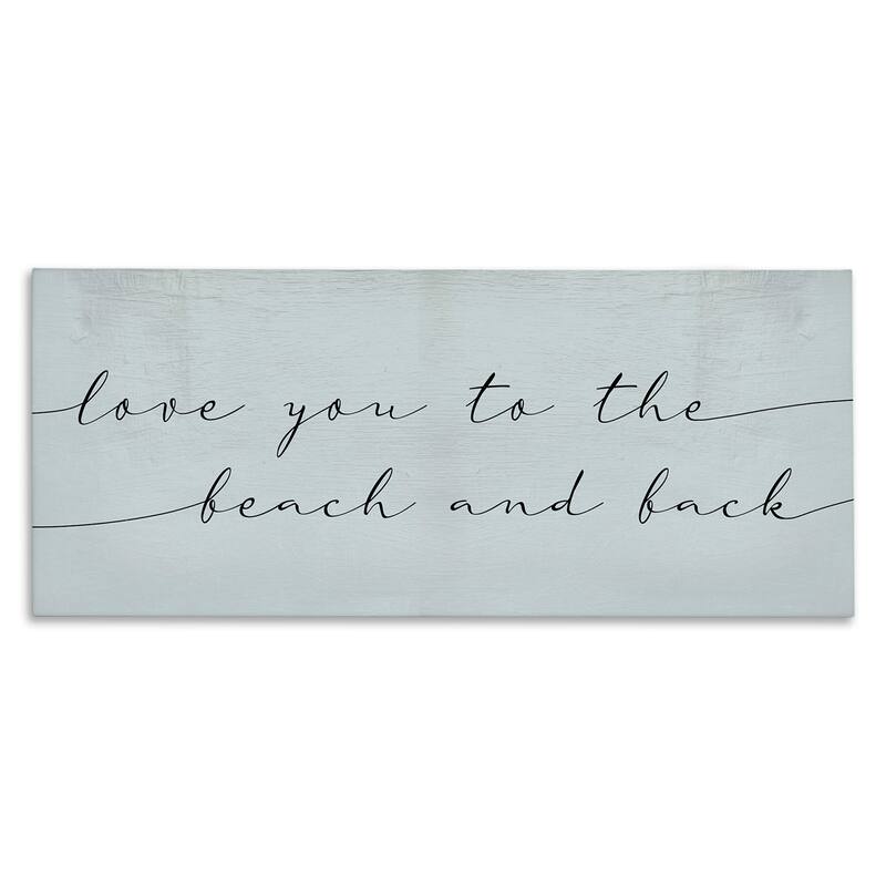 Stupell Love You Beach and Back Romantic Phrase Blue Canvas Wall Art - 20 x 48