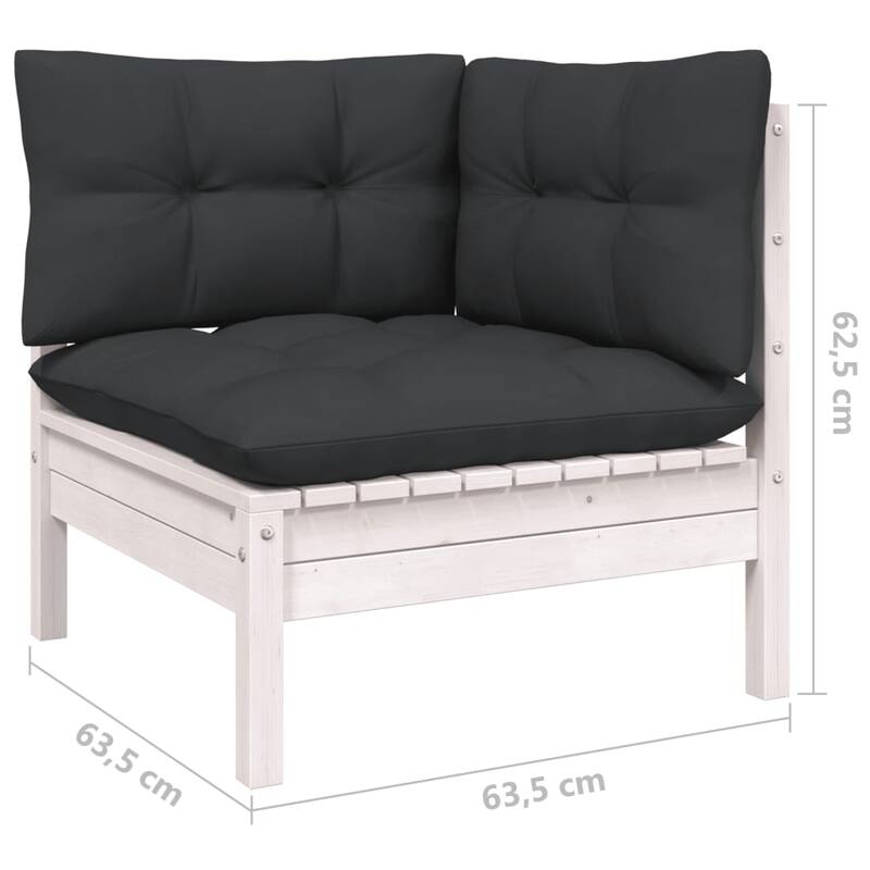 vidaXL Solid Pinewood Patio Lounge Set 12 Piece with Cushions Multi Colors - 25" x 25" x 24.6"