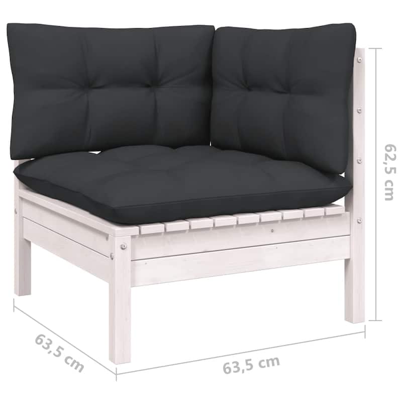 vidaXL Solid Pinewood Patio Lounge Set 13 Piece with Cushions Multi Colors - 25" x 25" x 24.6"