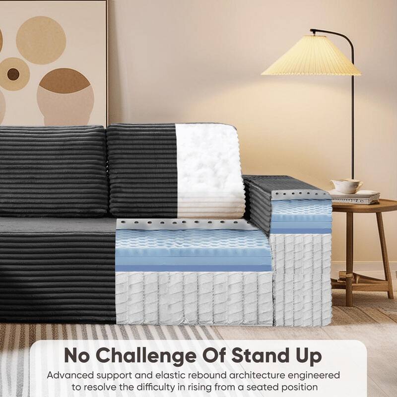 Indoor 108" Oversized Sofa Lounge Chair with Fluffy Comfy Cloud Couch