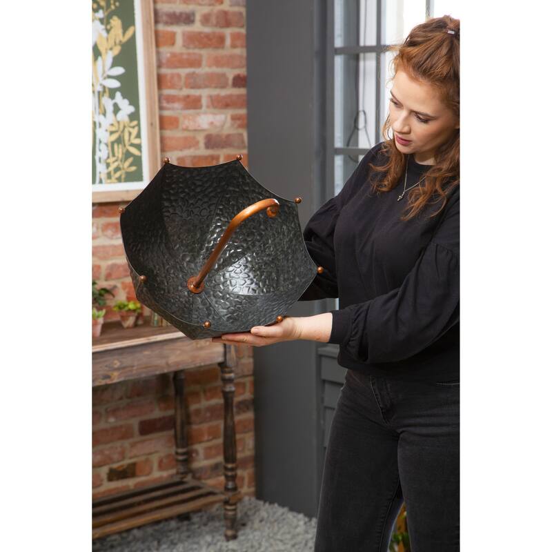 15 in. Metal Umbrella Hanging Basket Planters (Set of 2)