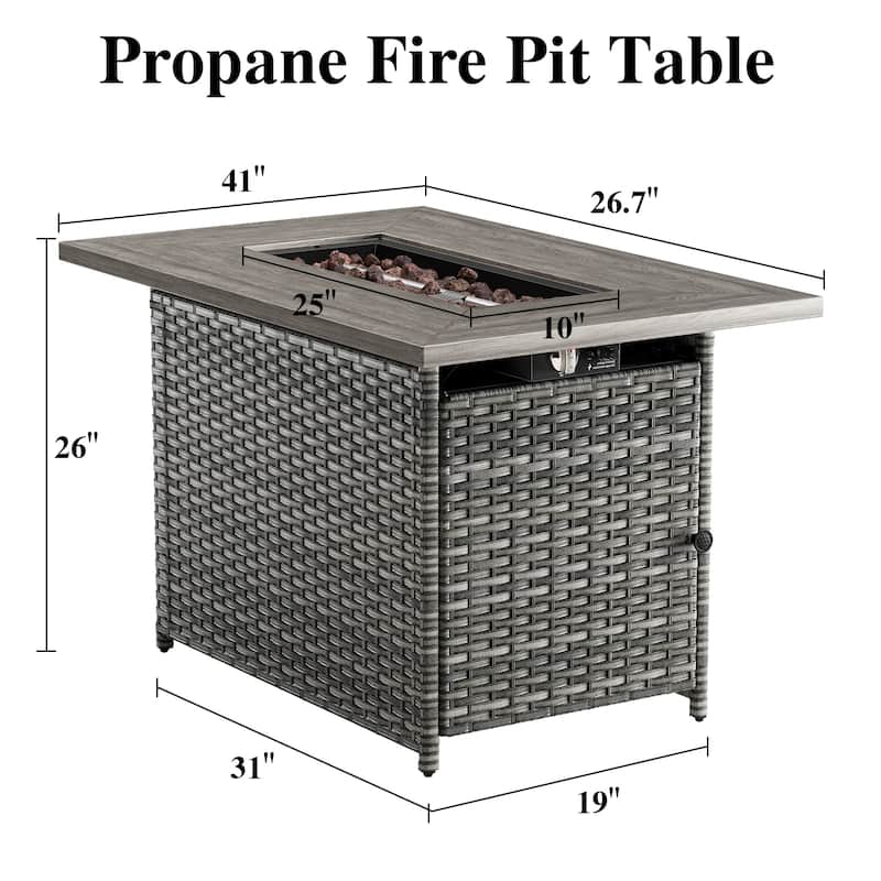 Outdoor 41 Inch Propane Gas Fire Pit Table