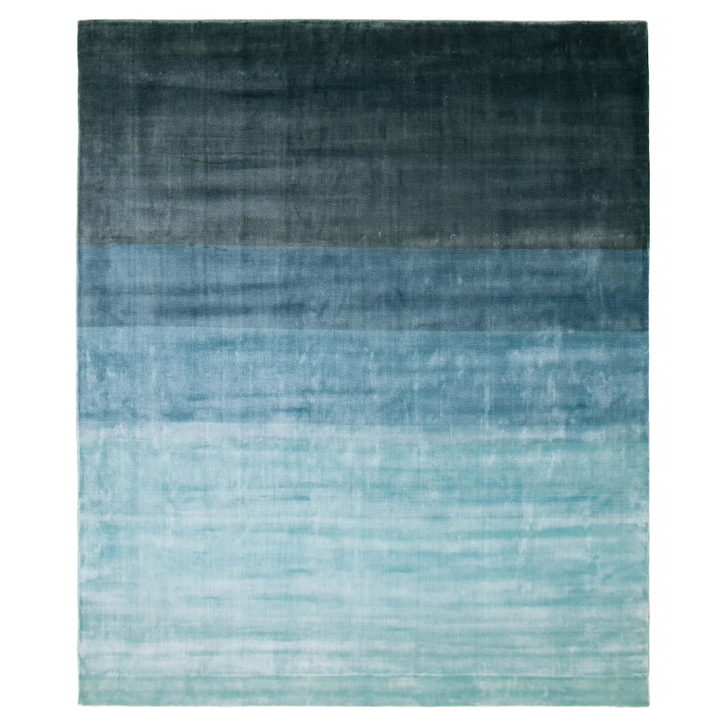 ECARPETGALLERY Hand Loomed Shimmer Turquoise Viscose Rug - 8'0 x 9'7