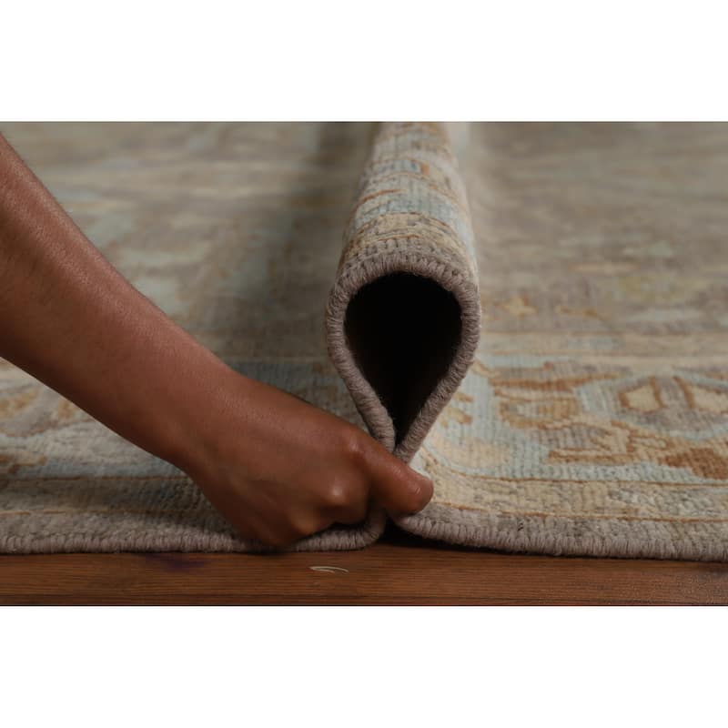 Hand Knotted Oriental 100% Wool Carpet Transitional All-Over Greys & Charcoal Oushak Area Rug - 11' 8'' X 8' 2''