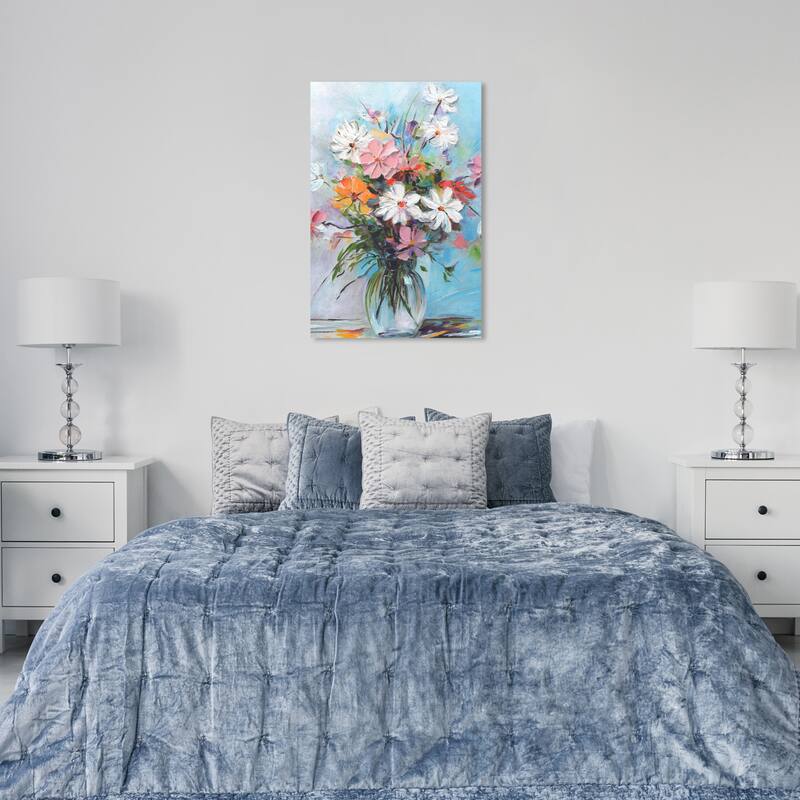 Wynwood Studio Canvas Floral and Botanical Romantic Bouquet II Blue and Light Blue Traditional Wall Art Canvas Print - 36 x 24