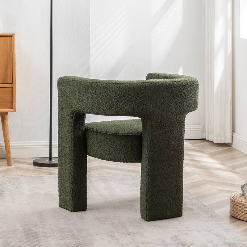 KINWELL 28" Wide Boucle Upholstered Square Armchair