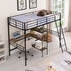 preview thumbnail 6 of 28, Twin Size Metal Loft Bed and Built-in Desk and Shelves