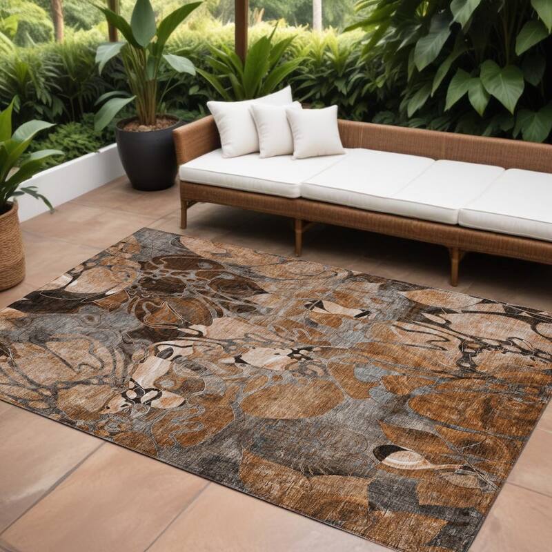Alrira Artistic Abstract Weather Resistant Versatile Elegance Outdoor Rug - 10' X 14' - Multi