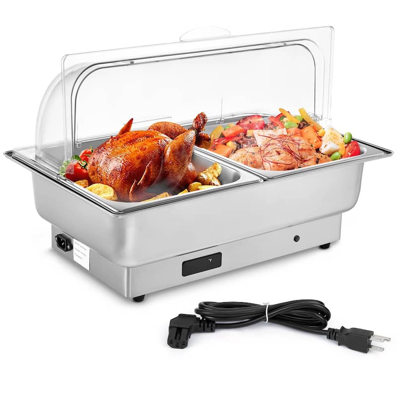 9 QT Electric Chafing Dish Buffet Set - Silver