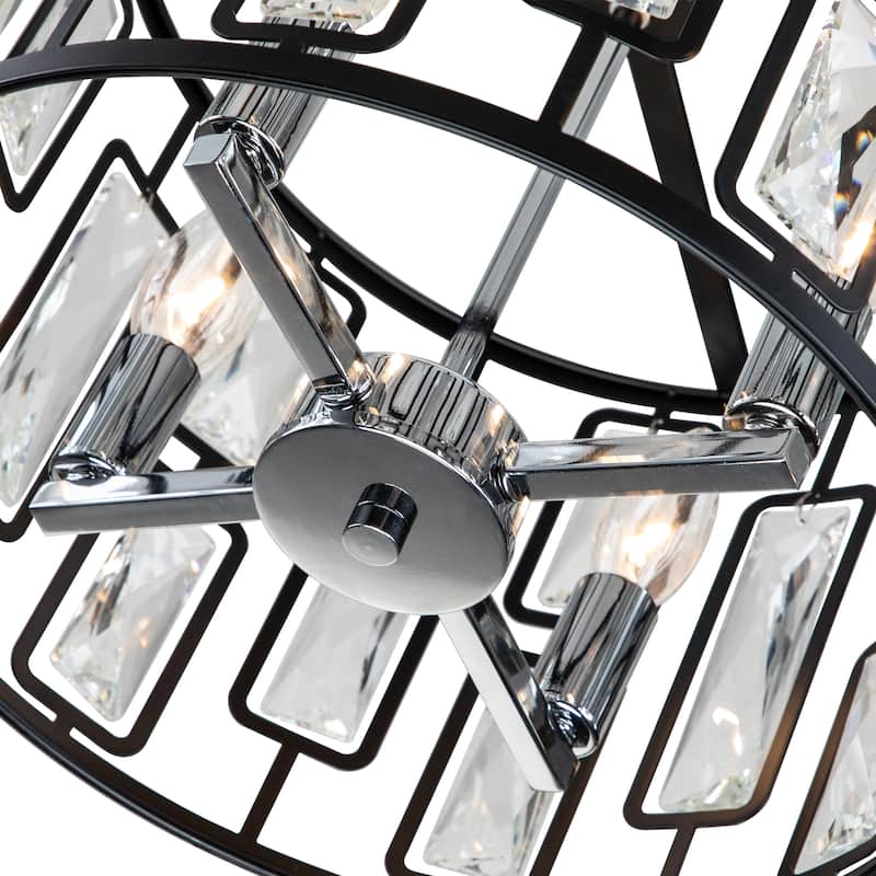 C Cattleya 4-Light Crystal Semi Flush Mount Ceiling Light Fixture - W13.5"xL13.5"xH13.75"