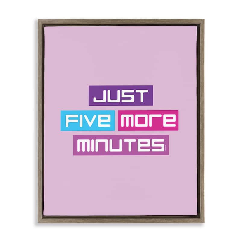 Stupell Just Five Minutes Gamer Framed Floater Canvas Wall Art Design By Yass Naffas Designs - 17 x 21 - Brown