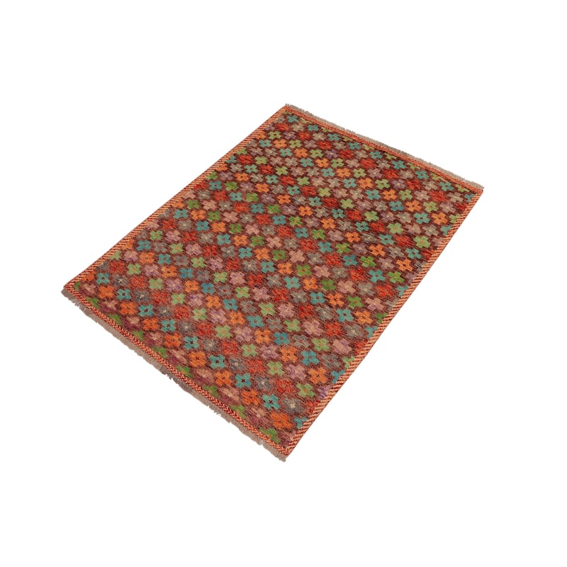 Contemporary Balochi Brown Brown/Rust Hand Knotted Wool Rug - 3'3'' x 4'11''
