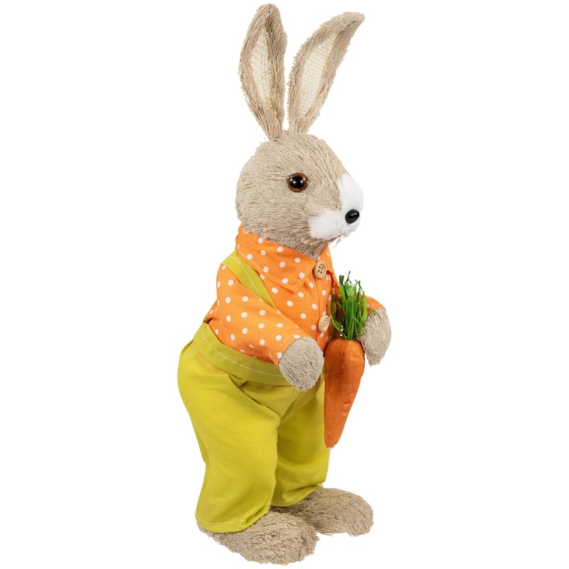 Standing Boy Rabbit with Carrot Easter Figure - 16" - Orange and Green