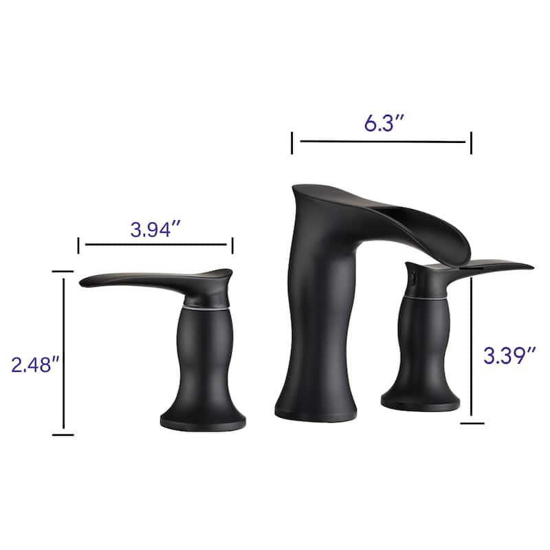 BATHLET Victoria Widespread Waterfall Sink Faucet in Matte Black