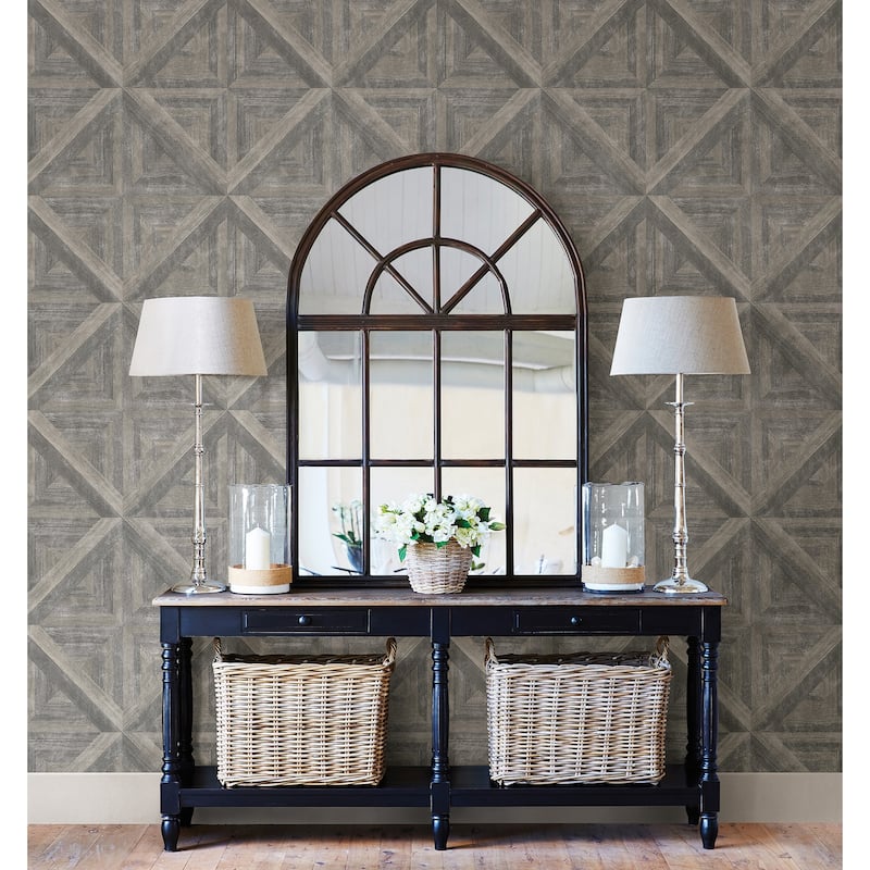 A-Street Prints Carriage Taupe Geometric Wood Wallpaper