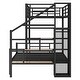 preview thumbnail 7 of 10, Black Metal Frame Twin/Full Platform Beds, Storage Stairway Bunk Bed with Wardrobe