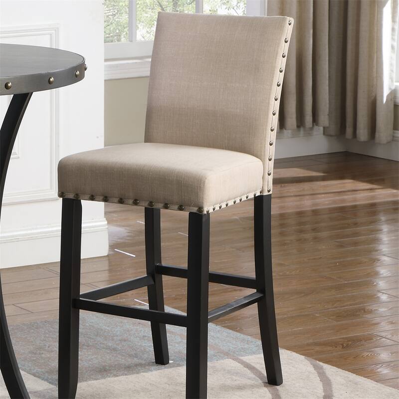 Fabric Bar Stools with Nailhead Trim, Set of 2