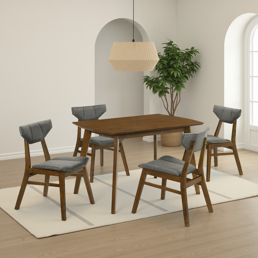 Set of 4 Amaris Upholstered Dining Chairs in Walnut Finish