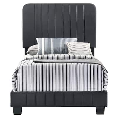 Velvet Upholstered Channel Tufted Twin Panel Bed - 81" - Black