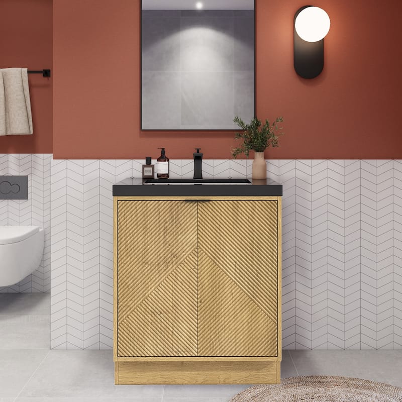 Milano 30" Freestanding Bathroom Vanity with Black Acrylic Sink