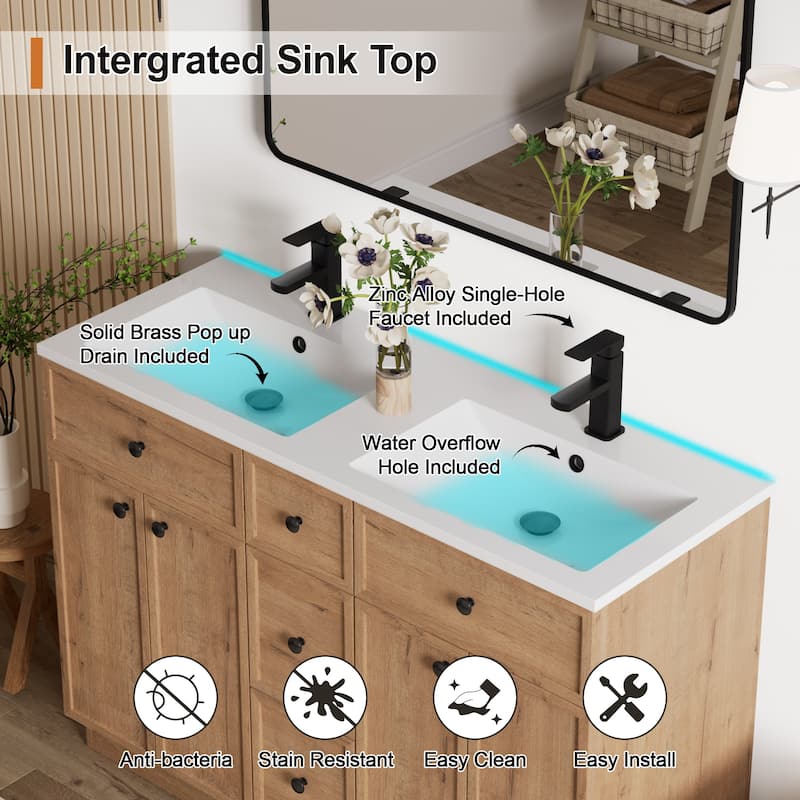 36"/48"/60"/72" Bathroom Vanity Set with Sink & Faucet