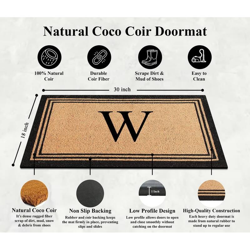 A1HC Natural Coir Monogrammed Heavy Duty PVC Backing Doormat
