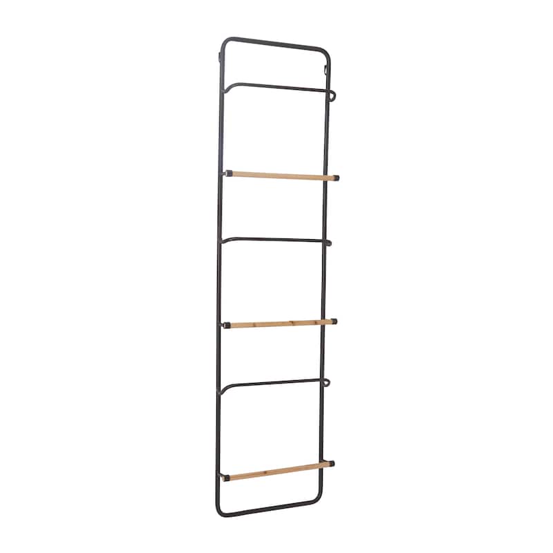 Metal Wall Mounted 6 Rack Ladder - Black or White - Roche River Decor