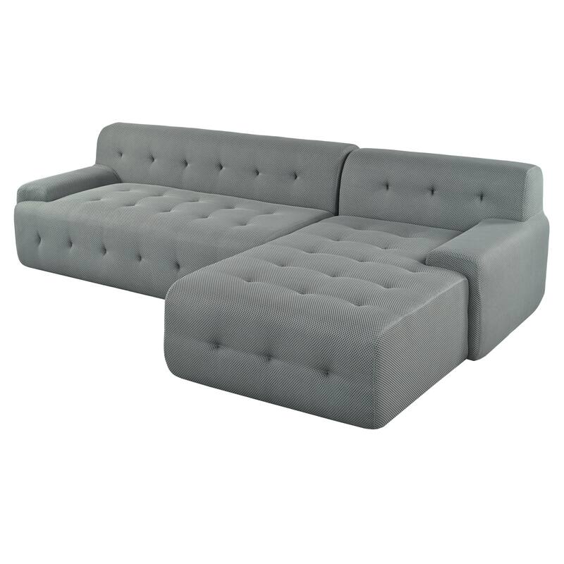 107" Polyester Mesh L-Shape Modular Sectional Sofa with Deep Seating and Pocket Spring Cushions
