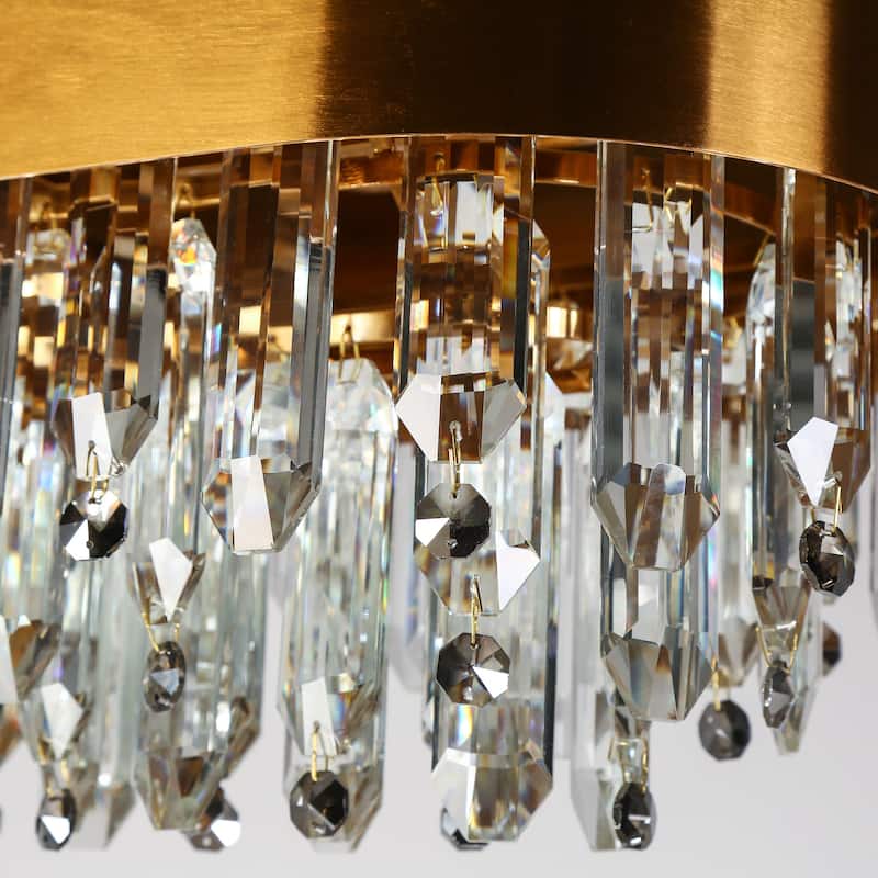 Modern Glam 10-Light Crystal Chandelier Gold Island Lights for Kitchen Island