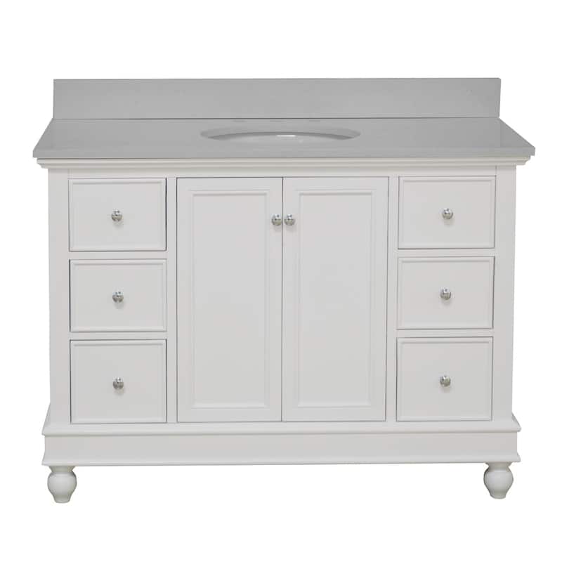 KitchenBathCollection Bella 48" Bathroom Vanity with Quartz Top