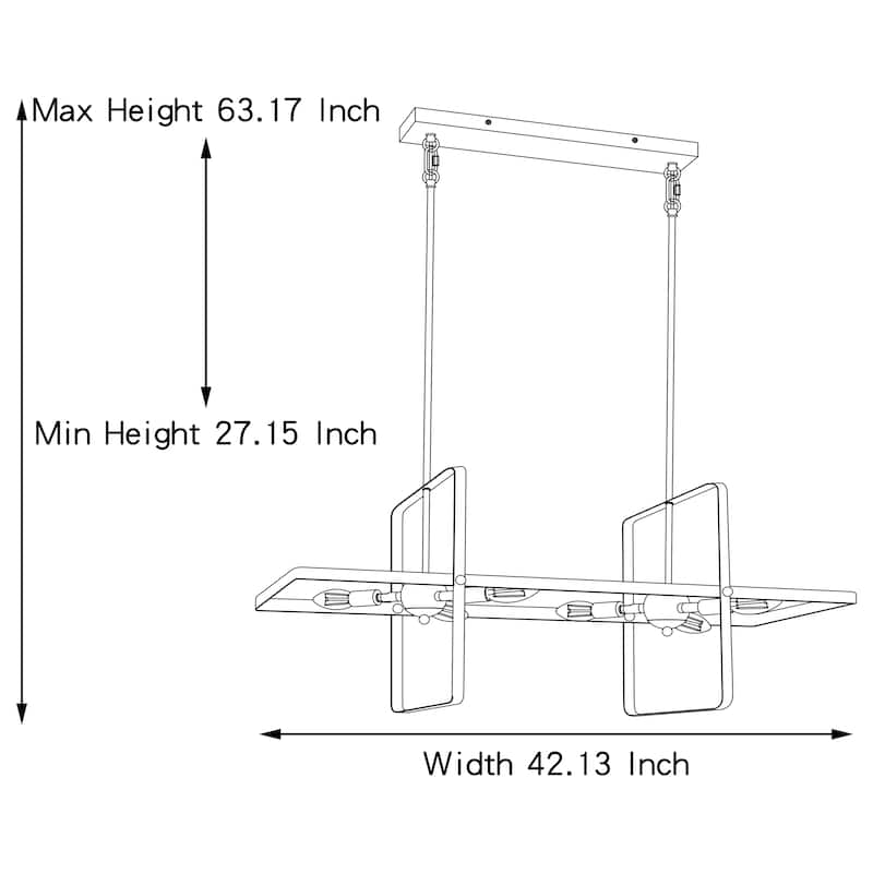 Modern 6 - Light Kitchen Island Linear Pendant - 42.13"x16.73"x16.54"