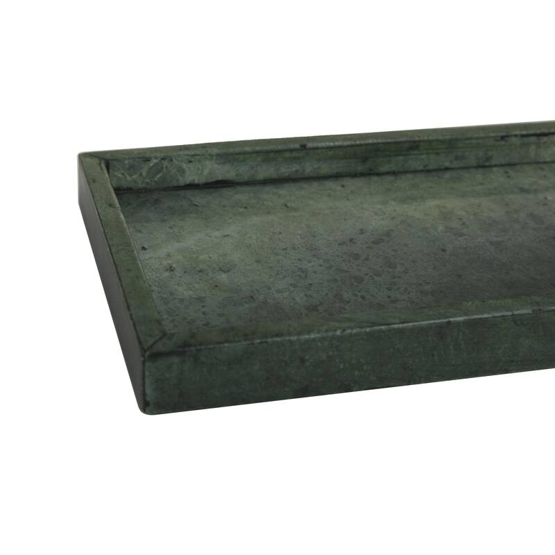 Marble Living Room Decor Tray with Raised Border - Set of 2 White, Black, Green - CosmoLiving by Cosmopolitan