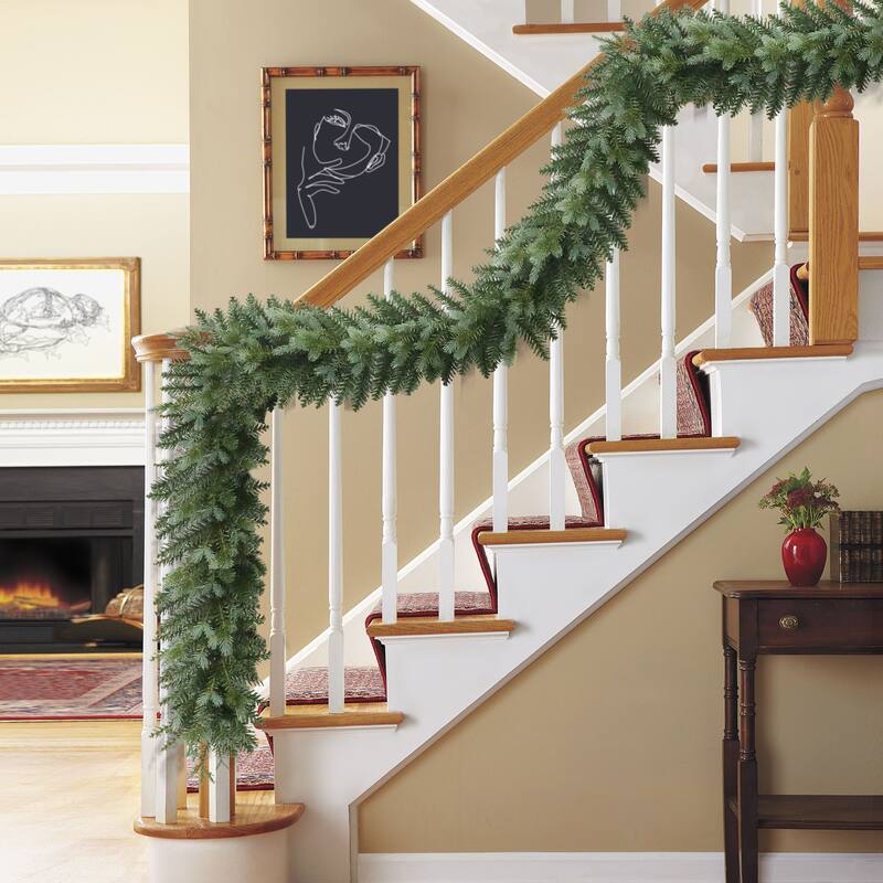 Puleo International 9' x 10" Artificial Linden Fir Christmas Blue/Green Garland