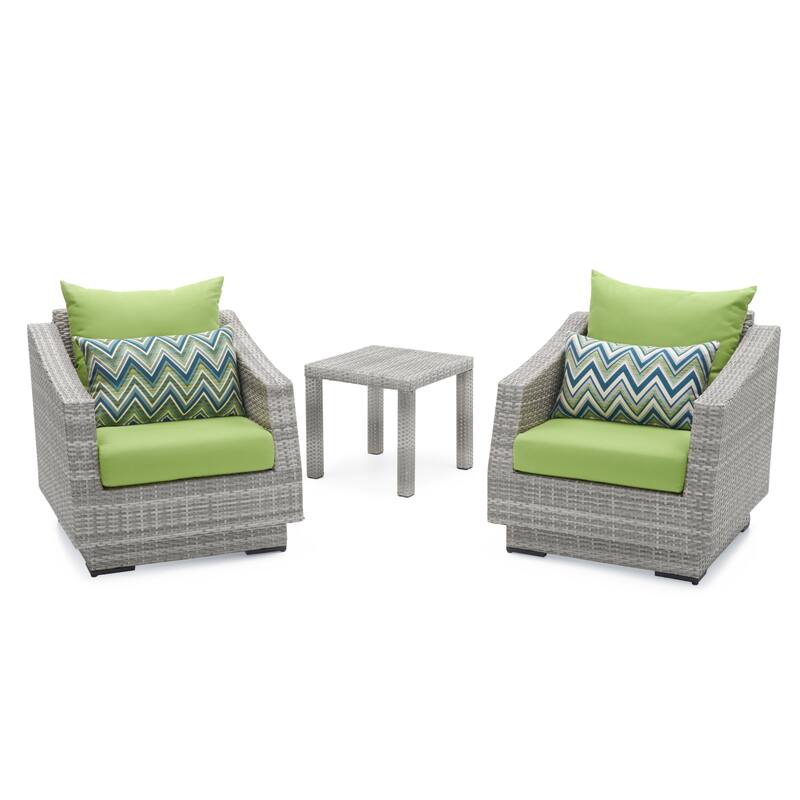 Cannes 3 Piece Aluminum Outdoor Patio Club Chairs & Side Table