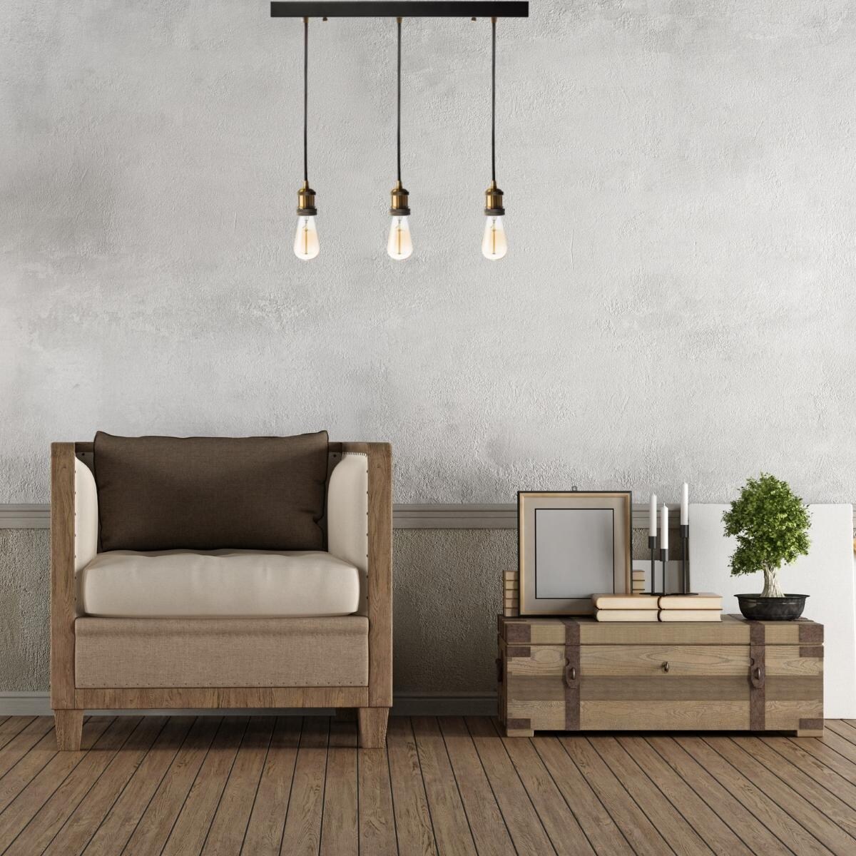 Triple Vintage Pendant Lamp- Black - 3 light - Bed Bath Triple Vintage Pendant Lamp- Black - 3 light - Bed Bath