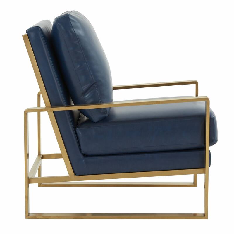 LeisureMod Jefferson 3-Piece Leather Armchairs and Geometric Coffee Table Set - 36"