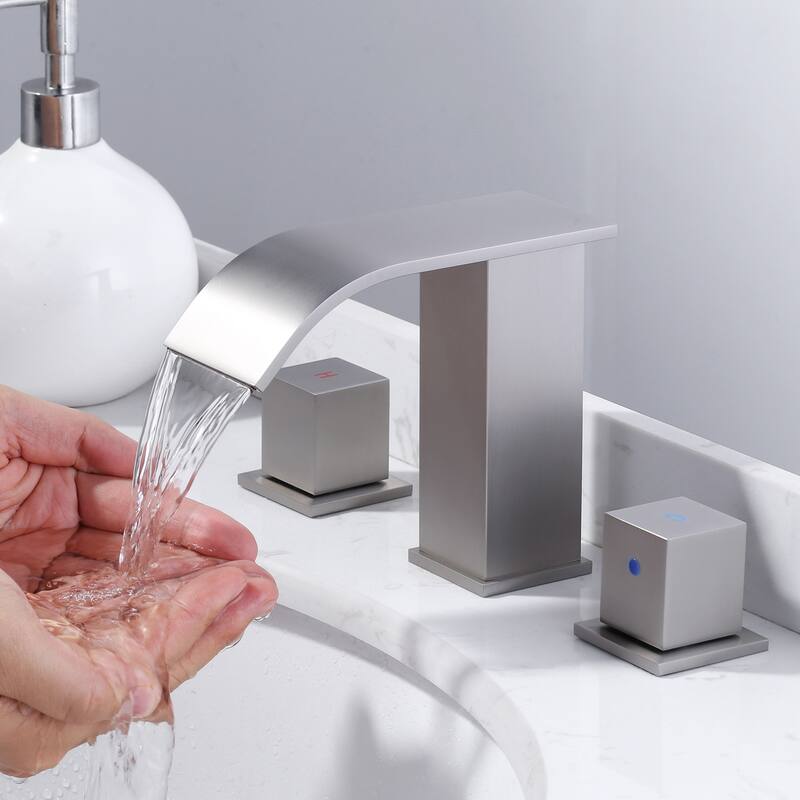 WOWOW 8-inch Two Handle Waterfall Bathroom Faucet