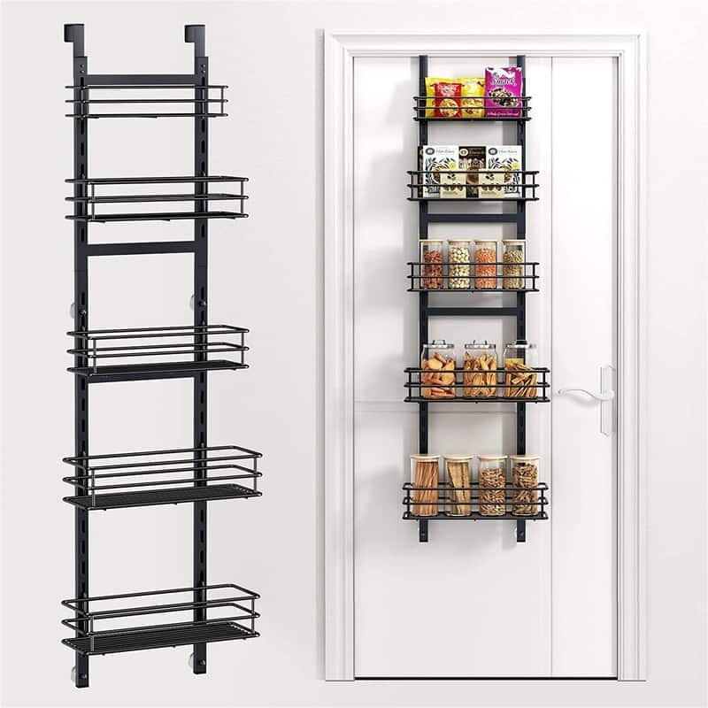 5Tier Over the Door Pantry Organizer Spice Rack - 4.72"D x 11.81"W x 49.21"H