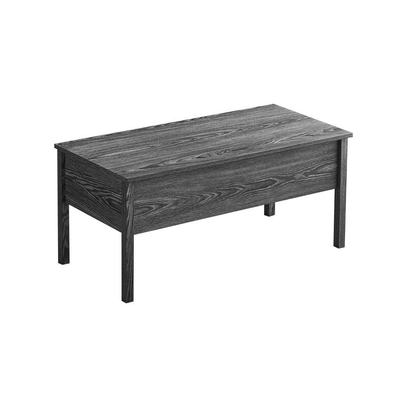 Modern Light Grey Woodgrain Lift Top Coffee Table Desk with Hidden