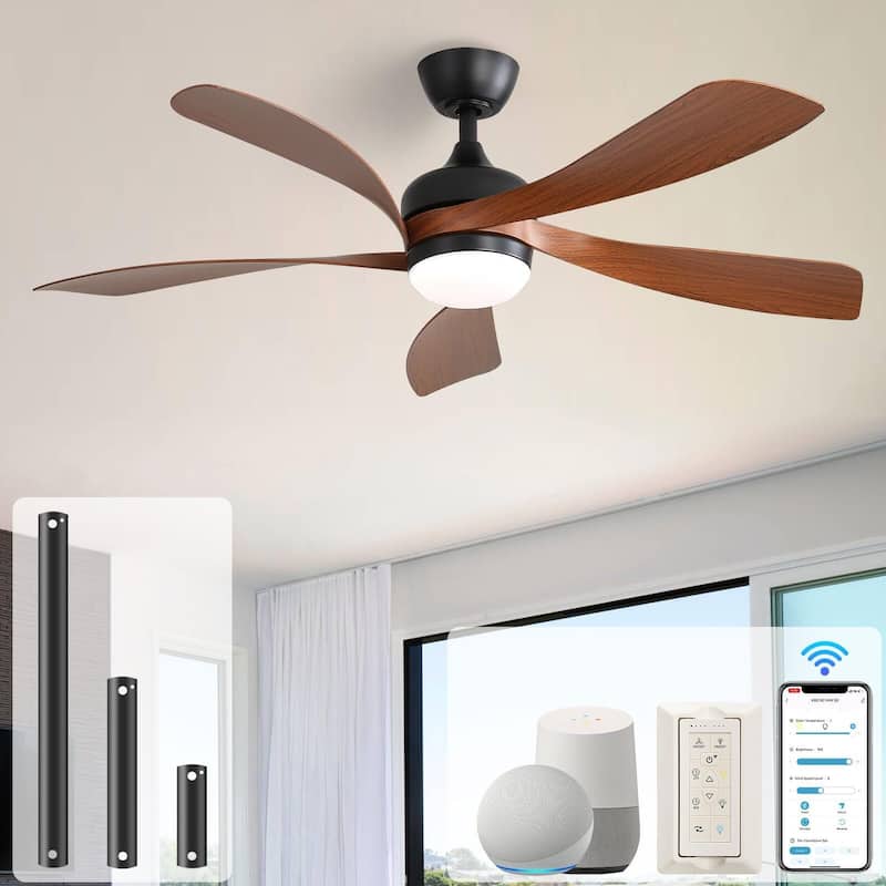 52 Inch Ceiling Fan with Remote & Lights Quiet DC Motor 5 Blade High CFM Modern Fan