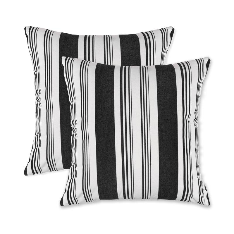 19” Square Outdoor/Indoor Zippered Pillow, (set of 2) By Austin Horn Classics - BLACK / NATURAL