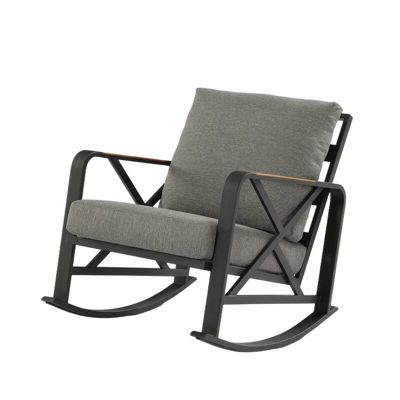 Patio Rocker With Cushions - Black