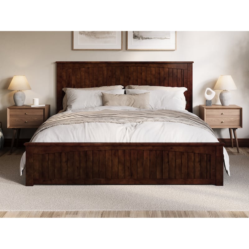 Naples Solid Wood Low Profile Platform Bed with Matching Footboard