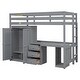 preview thumbnail 26 of 33, Wooden Loft Bed with Built-in Desk,A Wardrobe,Three Drawers,an Open Storage Cabinet,Twin Size