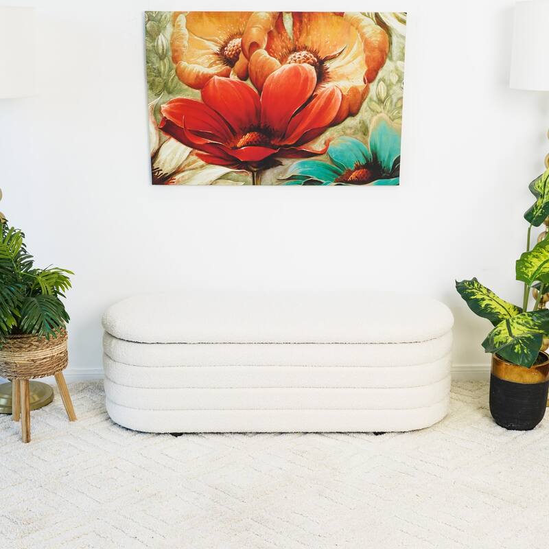 GDFStudio - Cabana Modern Boucle Storage Bench with Flip-Top Seat - 48.8"W