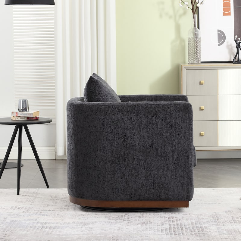 GDFStudio - Harper Chenille Swivel Barrel Chair with Sturdy Metal Base and Ergonomic Design