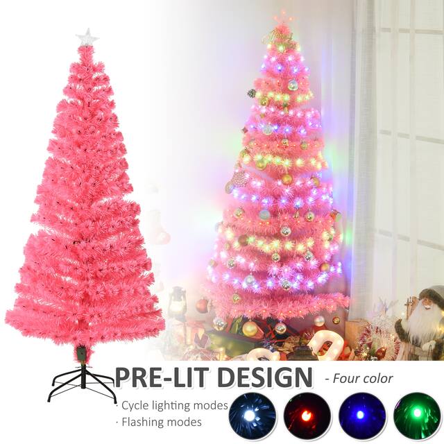 Artificial Christmas Tree Multi-Colored Fiber Optic LED Pre-Lit Holiday Home Decoration