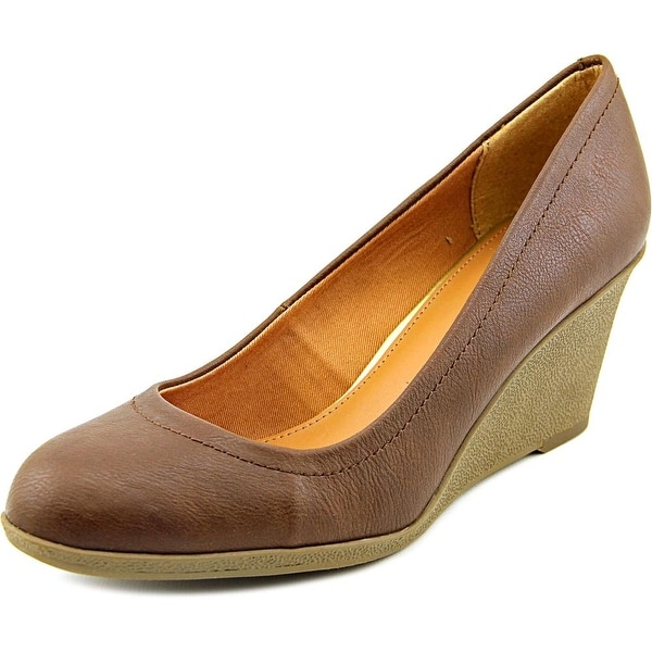 American Living Mikala Women Open Toe Synthetic Brown Wedge Heel